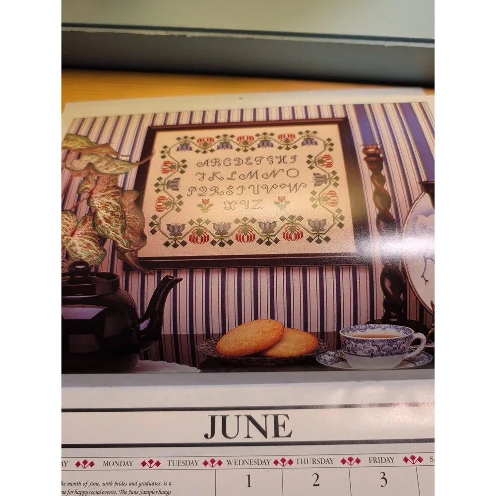 Assorted Vintage Cross Stitch Samplers + Year in Samplers Calendar, 1988